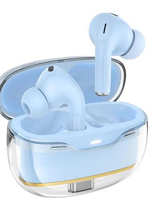 Наушники bluetooth беспроводные hoco ew54 вакуумные с микрофоном light blue