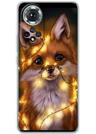Чехол силиконовый с картинкой на huawei honor 50 (новогодний, лисичка)