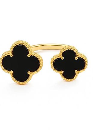 Кільце van cleef позолота 18 к/кільце конюшини чорне в лимонному золоті