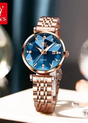 Olevs 5536 rose blue женские классические часы премиум стиль