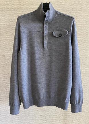Премиальный свитер banana republic 100% merino wool extra fine, серый, s, унисекс