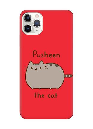 Матовый красный чехол на iphone 11 pro max (6.5) пушин котик (принт 412)