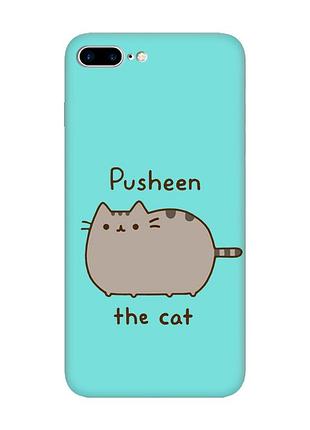 Матовый бирюзовый чехол на iphone 7 plus / 8 plus пушин котик (принт 412)