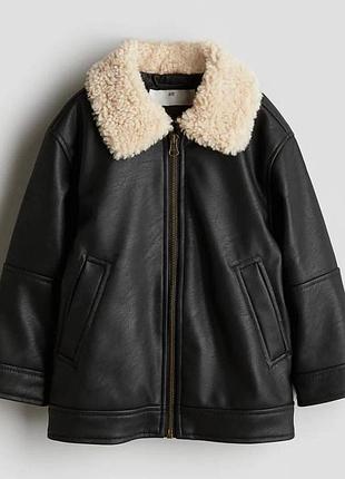Детская курточка лежанка черная тедди с воротничком h&amp;m на парня 5-6роков, рост 116см весна осень