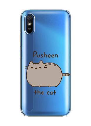Прозрачный чехол на xiaomi redmi 9a пушин котик (принт 412)