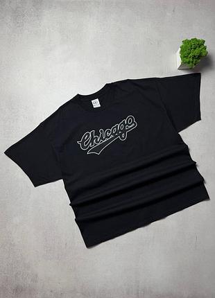 Вінтажна футболка чорна чоловіча chicago big logo оригінал baggy 90s rap y2k skate
