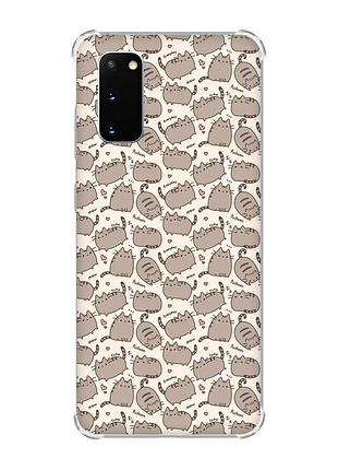 Чехол с утолщёнными углами на samsung galaxy s20 plus пушин котики (принт 411)