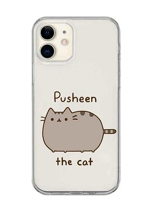 Прозрачный чехол на iphone 12 mini пушин котик (принт 412)