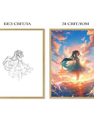 Многослойный ночник лампа аниме hatsune miku хацунэ мику светильник