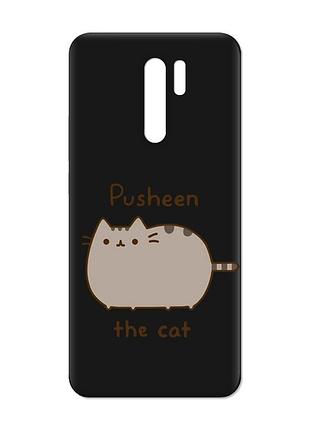 Матовый черный чехол на xiaomi redmi 9 пушин котик (принт 412)