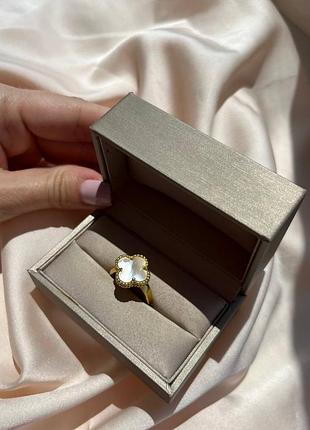 Van cleef кільце перламутр позолота 18 к/кільце конюшина біле в золоті