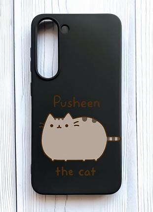 Матовый черный чехол на samsung galaxy s23 пушин котик (принт 412)