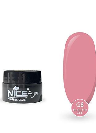 Гель для наращивания nice for you builder gel g-8 lolly pop ярко-розовый 5 г