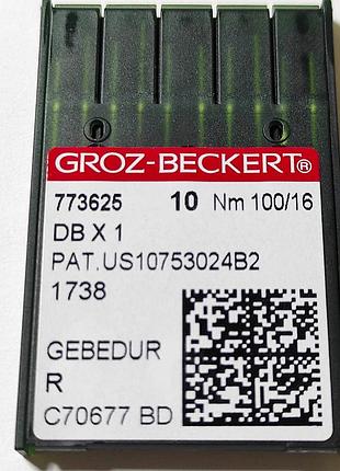 Иглы с тонкой колбой для промышленных швейных машин groz-beckert dbx1, r, №100/16 gebedur (7151)