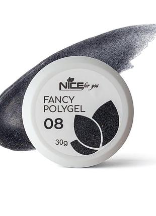 Світловідбивний полігель nice for you fancy polygel №8 awesome black 30 г