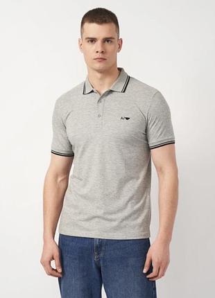 Футболка поло armani jeans polo mod-520 оригінал чоловіча сіра бавовняна класична з коміром розмір xl