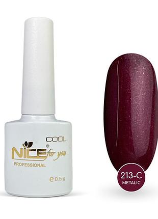 Гель-лак nice for you metalic cool 213-с баклажанний 8.5 г