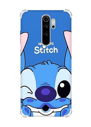 Чехол с утолщёнными углами на xiaomi redmi note 8 pro стич (принт 410)