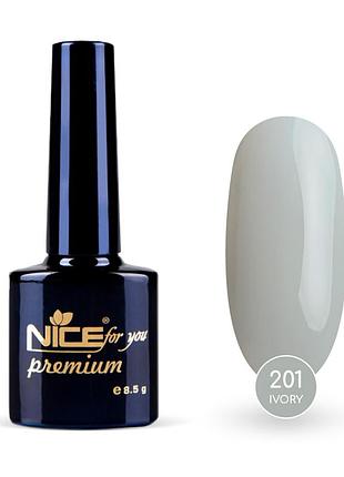 Гель-лак nice for you ivory premium №201 сірий 8.5 г