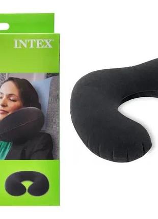 Подушка - подголовник intex 68675 черная надувная дуга велюр 33*25*8 см