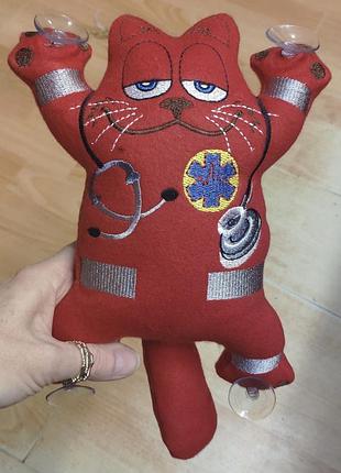 Кот доктор в машину.