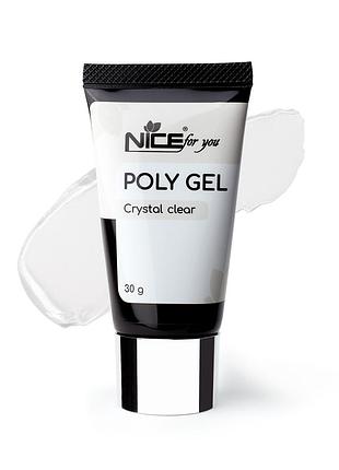 Полигель nice for you poly gel crystal clear прозрачный 30 г