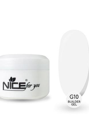 Гель для наращивания nice for you builder gel g-10 white белый 50 г