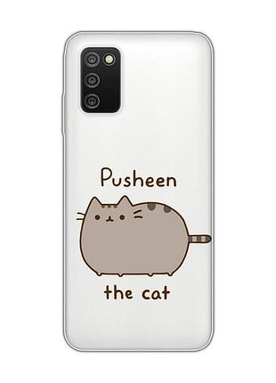Прозрачный чехол на samsung galaxy a03s пушин котик (принт 412)