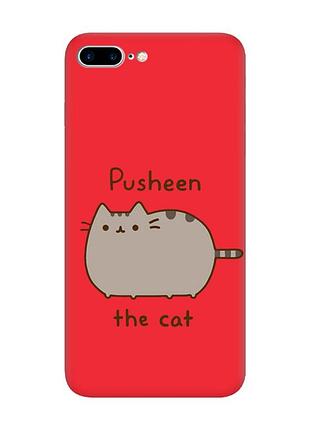 Матовый красный чехол на iphone 7 plus / 8 plus пушин котик (принт 412)