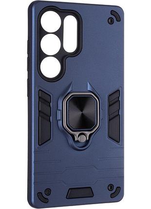 Чохол fiji defence для samsung galaxy s25 ultra (s938) захистний бампер з кільцем підставкою dark blue