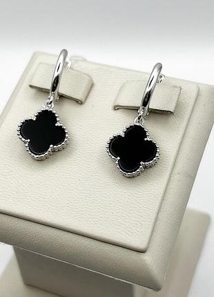 Сережки срібні з агатом "конюшина" 5,54 г