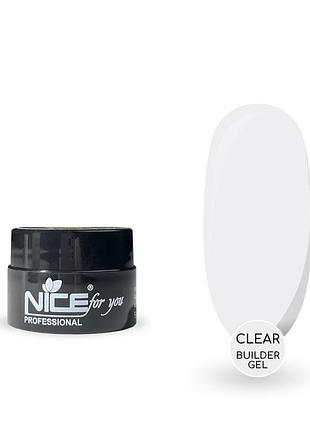 Гель для наращивания nice for you builder gel clear прозрачный 5 г