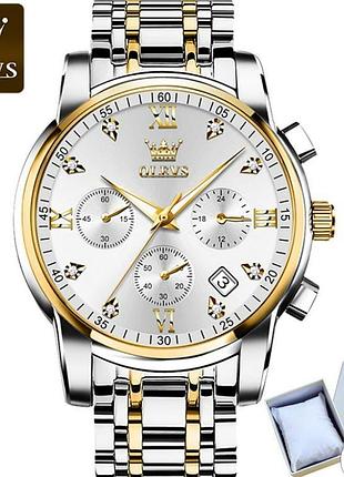 Часы olevs 2858 white accents | стильные мужские часы с белыми акцентами, кварцевый механизм, водозащита.