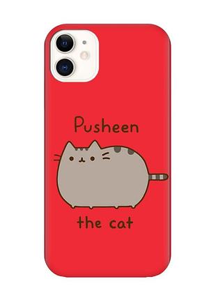Матовий червоний чохол на apple iphone 11 (6.1) пушин котик (принт 412)