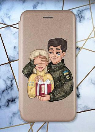 Чехол-книжка золотой с рисунком на xiaomi redmi note 14 4g подарок победа (принт 178)