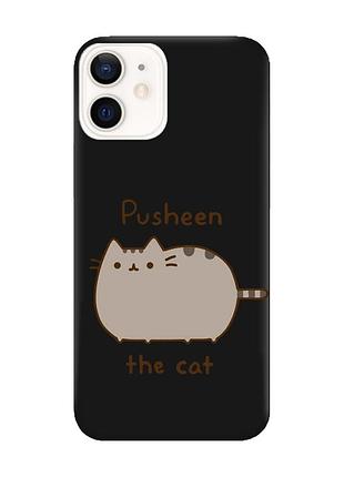 Матовий чорний чохол на iphone 12 / 12 pro (6.1) пушин котик (принт 412)
