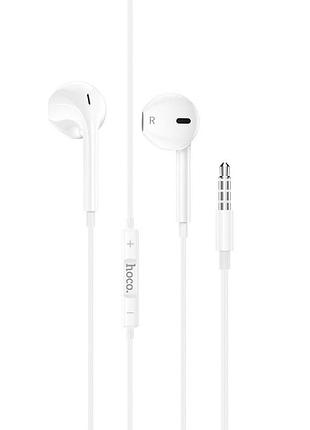 Наушники проводные hoco m101 с микрофоном white
