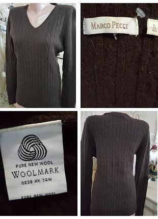 Теплый, классический полувер "marco pecci" со знаком " woolmark" 38-40