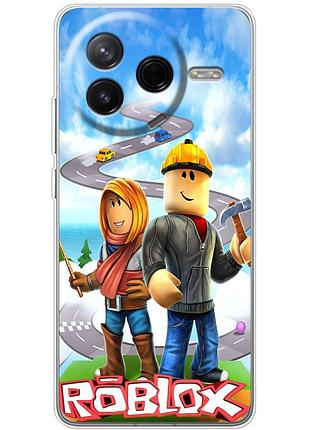 Чехол силиконовый с картинкой на xiaomi poco f7 pro (роблокс, roblox)
