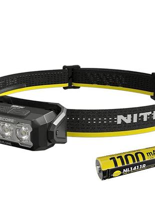 Ультралегкий налобний ліхтар nitecore ha15 uhe (400лм, 80м, акумулятор nitecore nl1411r (1100mah) у комплекті)