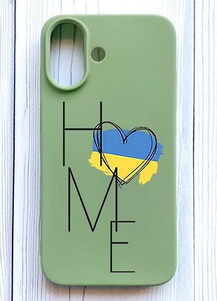 Матовый оливковый чехол на iphone 16 дом украина (принт 353)