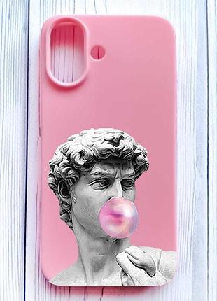 Матовый розовый чехол на iphone 16 скульптура (принт 352)