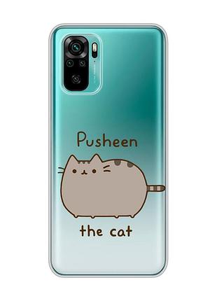 Прозрачный чехол на xiaomi redmi note 10/note 10s пушин котик (принт 412)