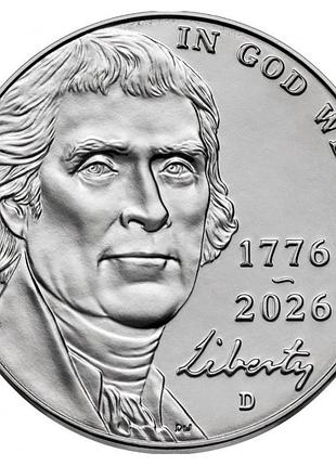Сша 5ment, 2026 250 лет независимости сша медно-никелевый сплав, 5g, ø 21.21mm