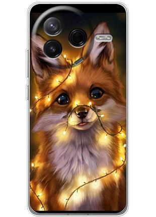 Чехол силиконовый с картинкой на xiaomi poco f7 pro (новогодний, лисичка)