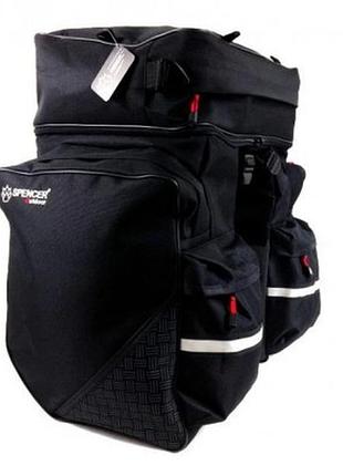 Велосумка на багажник spencer triple bag 3-х секционная 49л, черный (saks14)