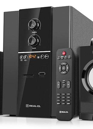 Колонки 2.1 real-el m-355 (44вт, bluetooth, fm, usb/sd, пду)