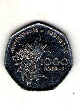 Сан-томе и принсипи 1000 убр, 1997 хромированная сталь, 6.3g, ø 25mm no3375