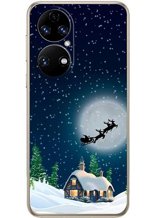 Чехол силиконовый с картинкой на huawei p50 (новогодний)