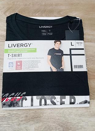 Мужская черная футболка с принтом livergy размер l 52/54